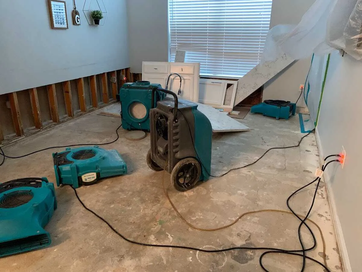 Dehumidifier in flood-cut room for Water Damage Restoration in Seneca Falls